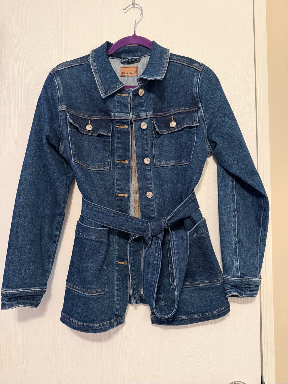 Judy Blue Dark Indigo Denim Utility Tie-Waist Jacket